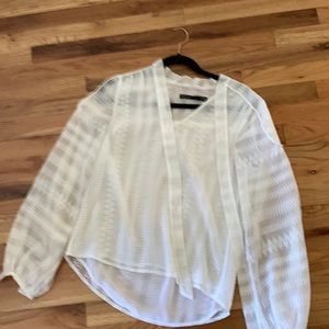 White Karen Millen polyester blouse with bow & lining.